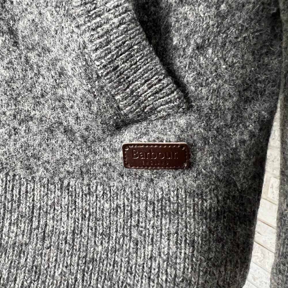 Barbour Tisbury Wool Blend Grey Zip-Up Button Layering Sweater Cardigan L - Picture 3 of 8